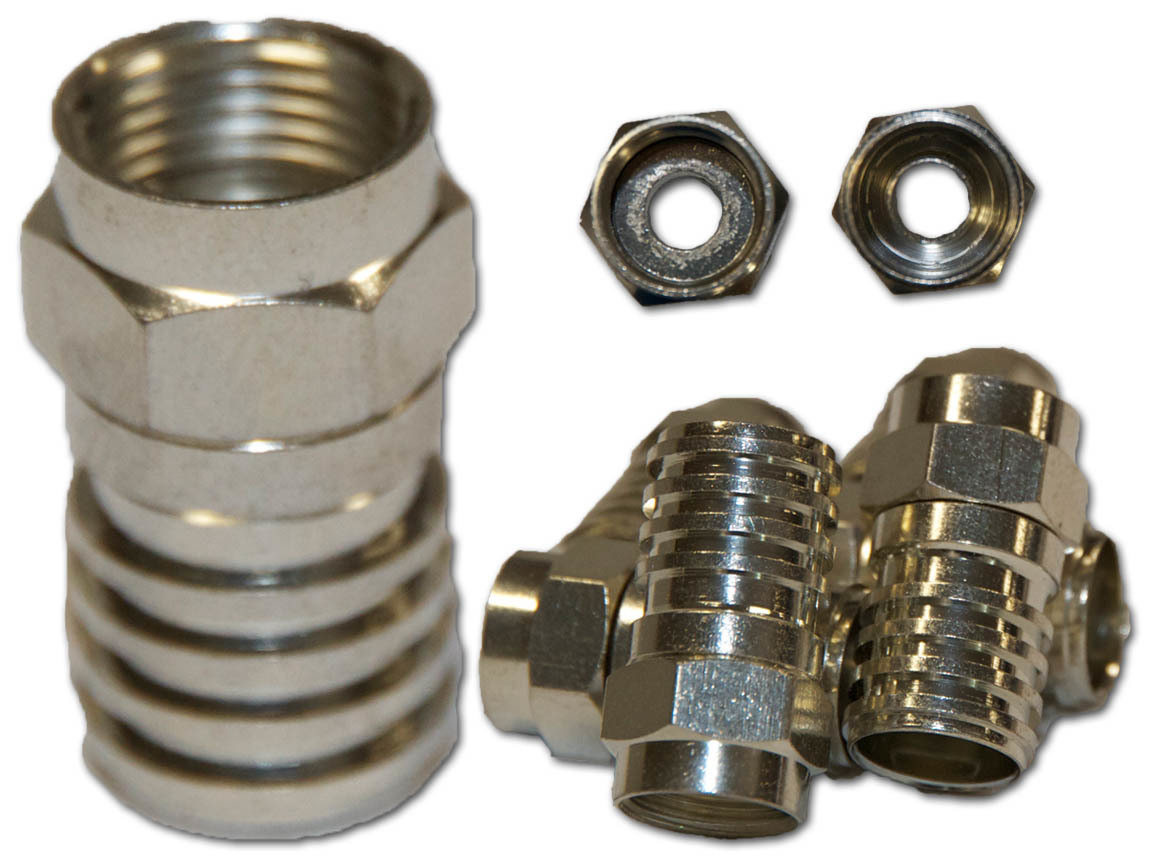 RG6 Quad F Type Crimp Connectors Pack of 10