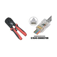RJ45 Open-Pass Modular Plug Crimper with EZC6UTP Connector - CAT6/CAT5 Jar of 50