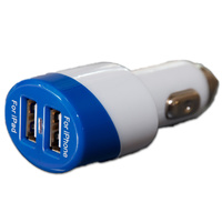 DUAL USB CAR CHARGER - BLUE