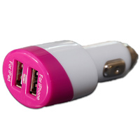 DUAL USB CAR CHARGER - PINK